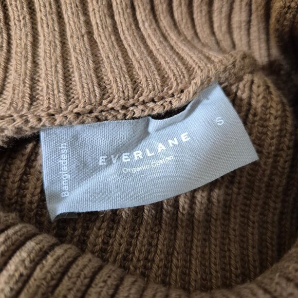 Everlane Womens Sweater Size S Ribbed Pullover Oversized Cozy High Neck Brown - Picture 5 of 7